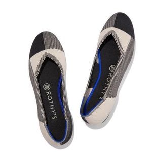 ROTHY’S Cap Toe Black Plaid Flat